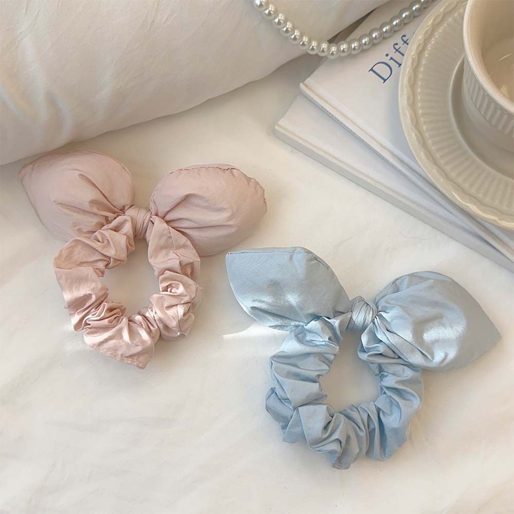 Hermosas orejas de conejo de algodón estereoscópico cuerdas de cabello dulce chica corazón rosa cola de caballo anillo de cabello nuevo cabello adornamiento para mujeres