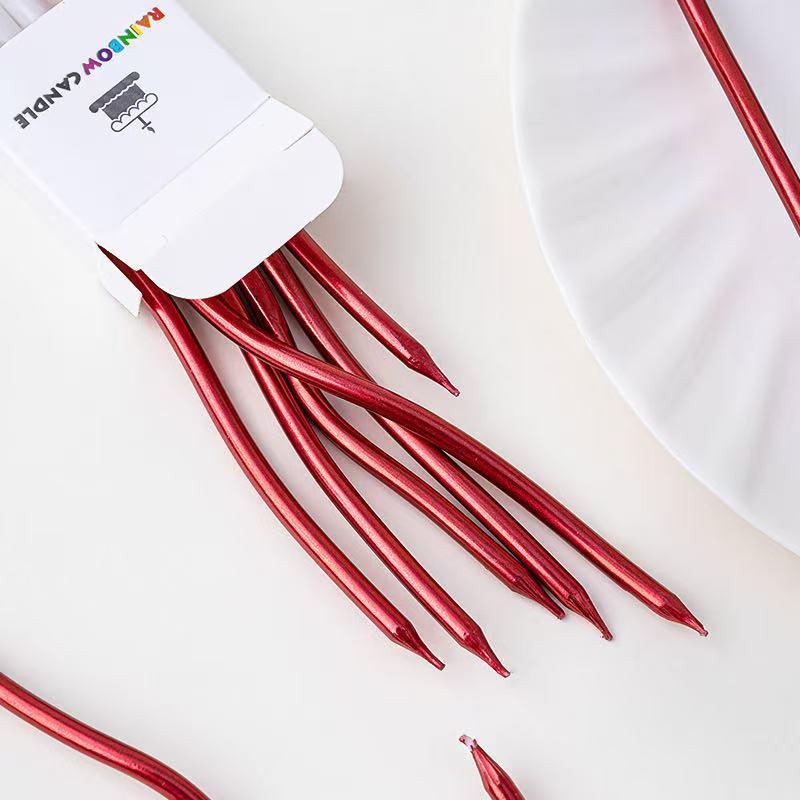 Red roja vela curva roja decoración de pastel Día de San Valentín Año nuevo vela curva espiral pastel de cumpleaños plug-in