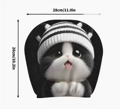 Universal seat cover — best-selling universal pullover printed car headrest - gray-and-white-woolen-hat-cat-double-sided-printing-1-piece