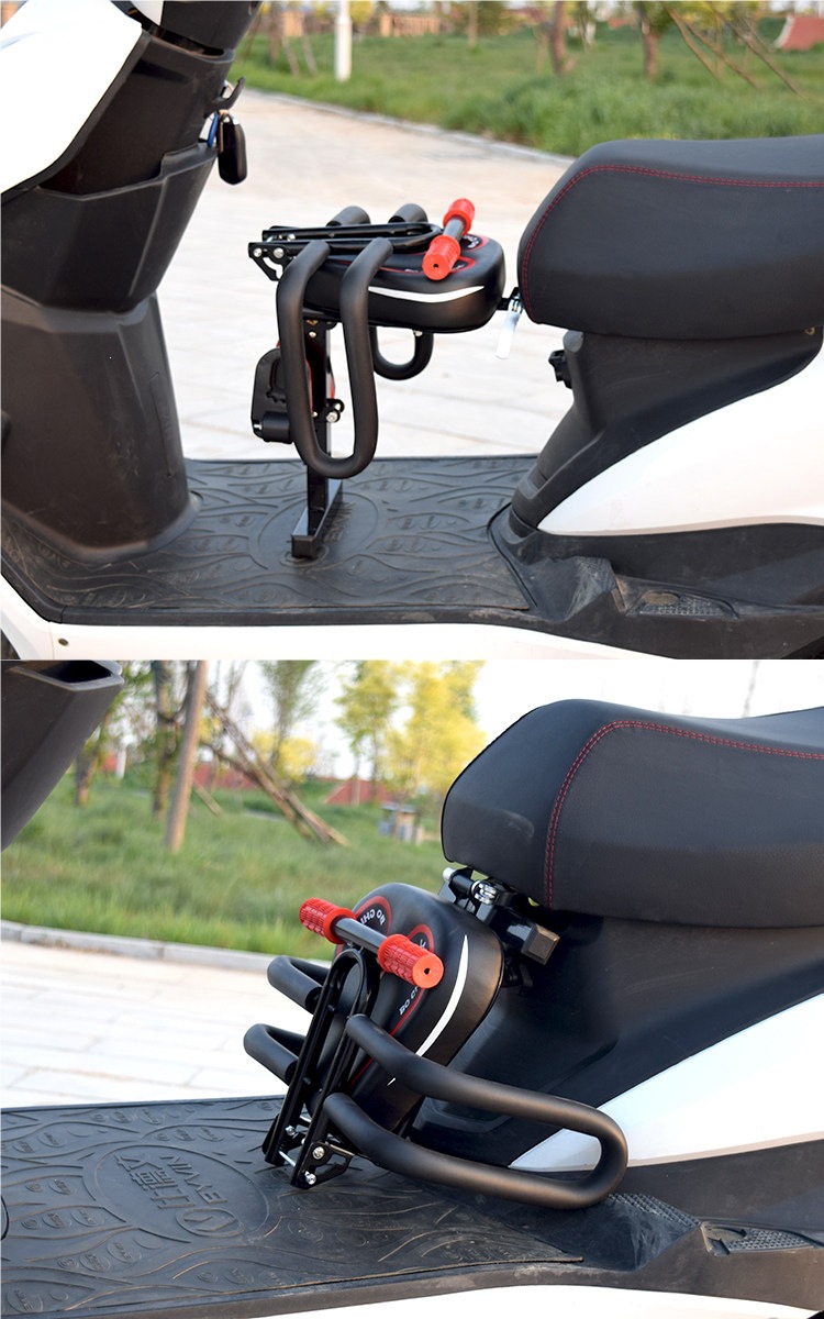 Front-mounted foldable child seat for electric motorcycles and scooters, suitable for children and infants