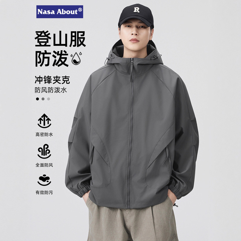 Nasa Workwear Jacket Men's Spring and Autumn 2025 New Windproof and Waterproof Casual Mountaineering Clothing American Retro Nasa Workwear Jacket Men's Spring and Autumn 2025 New Windproof and Waterproof Casual Mountaineering Clothing American Retro
