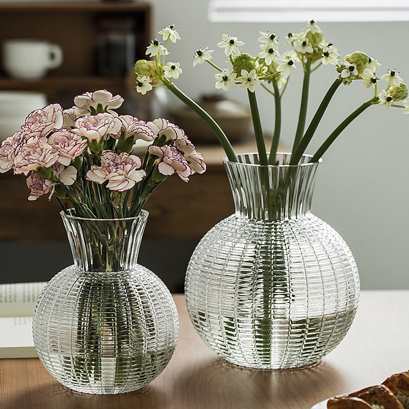 客廳插花透明水培玻璃花瓶輕奢高級大肚創意簡約ins風擺件插花器