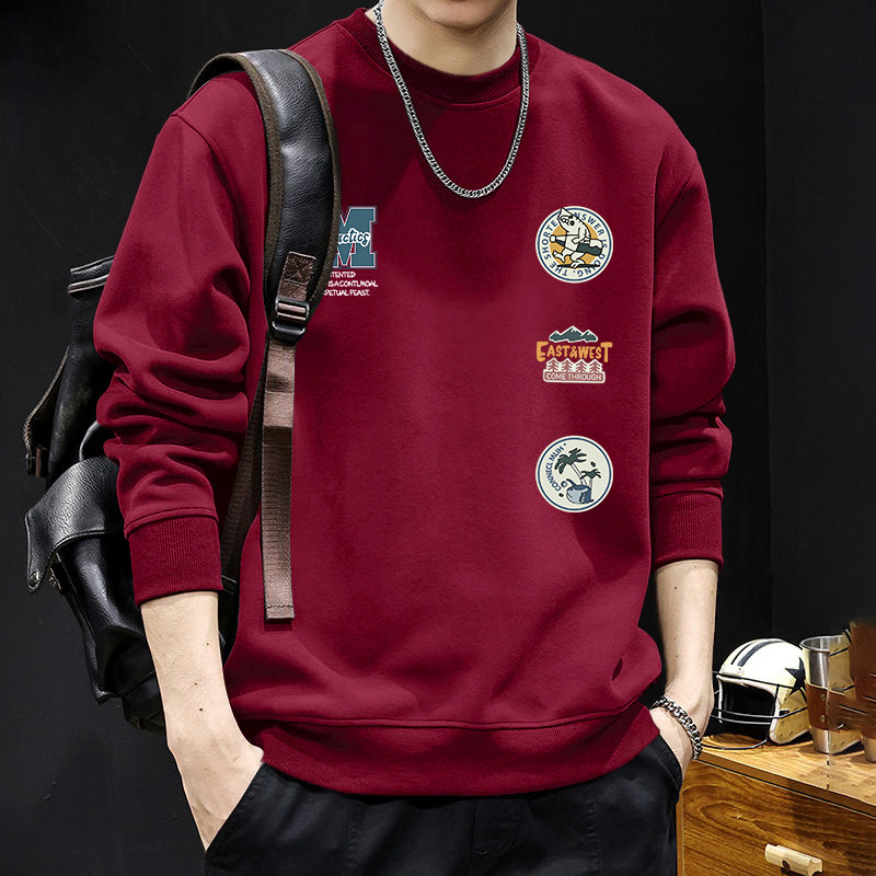 Otoño y invierno nuevo pesado camisa de cuello redondo pareja con terciopelo engrosado marca de moda suelta chaqueta impresa americana para hombres y mujeres