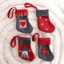 现货批发亚马逊圣诞装饰品场景布置树雪人公仔挂件拐杖布艺装扮