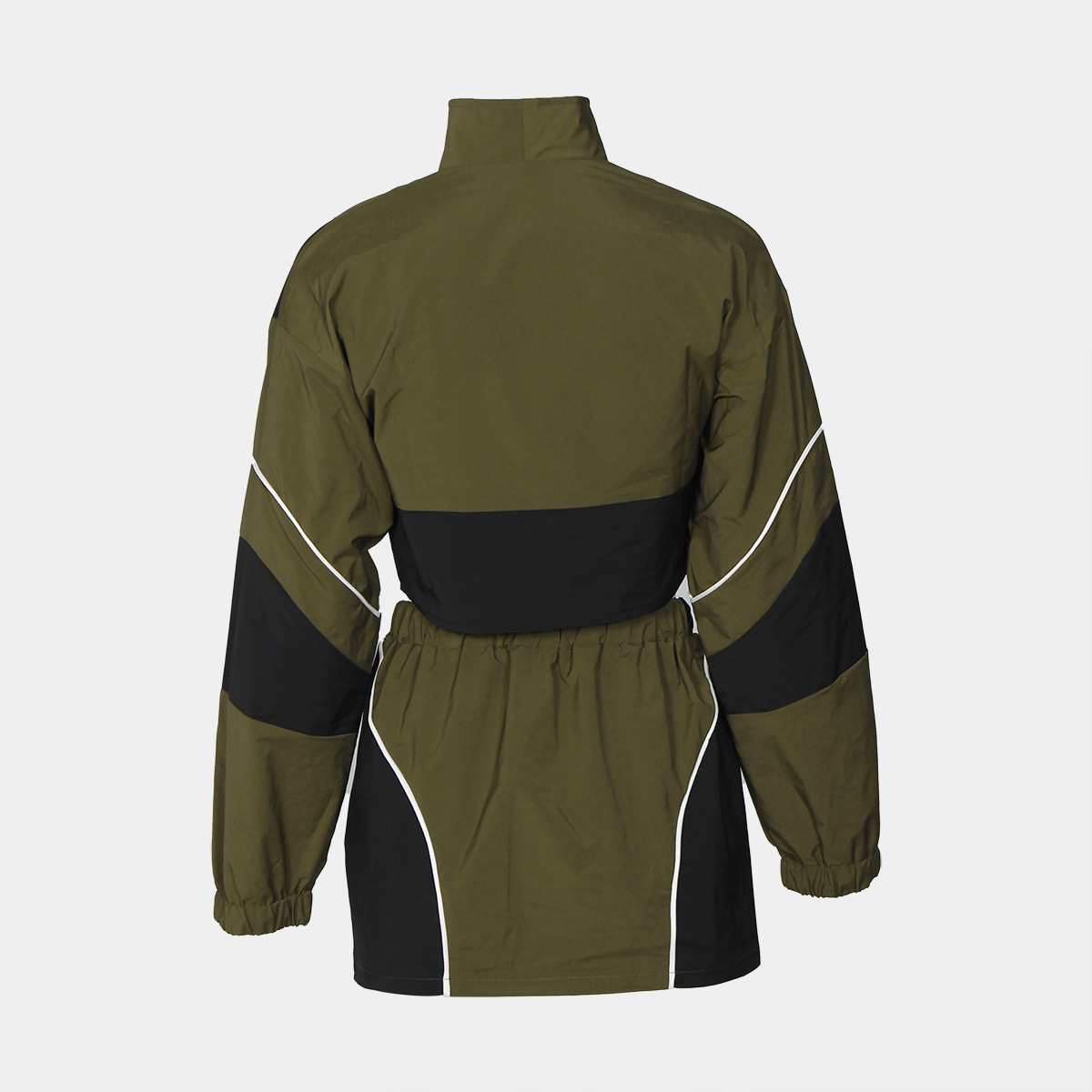 Conjunto deportivo sexy de otoño para mujer, holgado, informal, con contraste de color, de manga larga y abrigo con falda