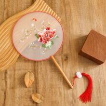 双面古风圆扇牡丹花刺绣团扇典雅牡丹古风汉服专用苏绣百搭舞蹈扇