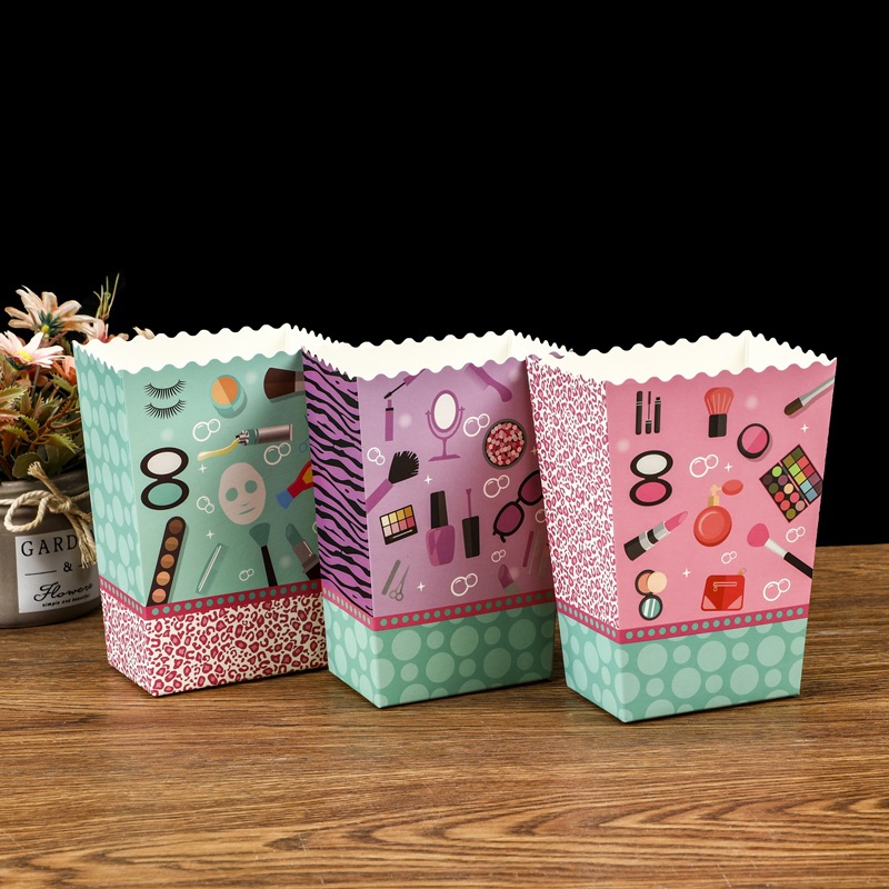 小号爆米花盒彩印鸡米花盒加厚白卡纸小吃盒精美薯条盒