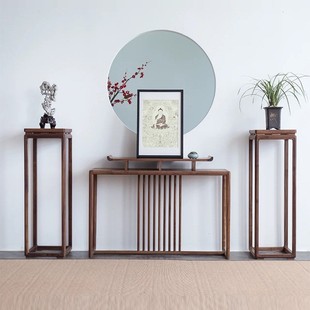 New Chinese Style Entrance Table Wall Side Entrance Cabinet Section Partition End View Table Solid Wood Entrance Table Fragrant Zen Table