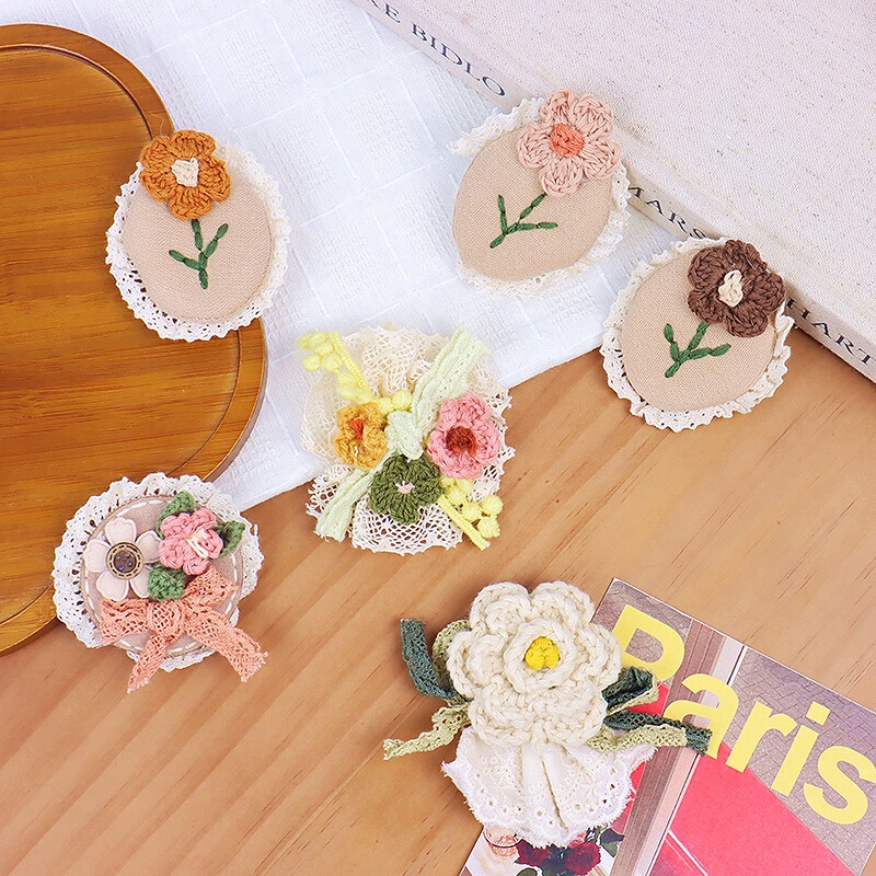 森ガール甘くてかわいいリネンレース花多用途刺繍花アクセサリーブローチ衣類アクセサリー|undefined