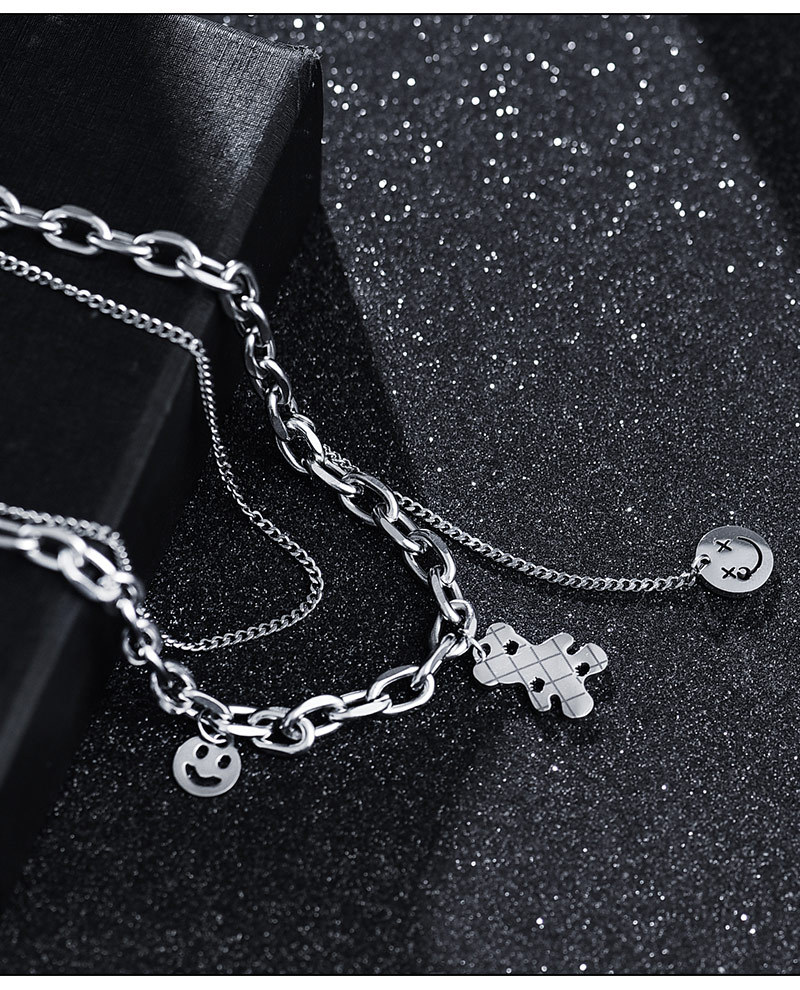 双层小熊笑脸项链_07