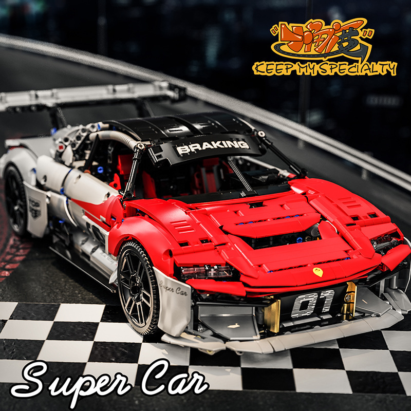 Coche deportivo JD009 de ángulo pequeño, de montaje rápido, escala 1:10, juguete de bloques de construcción de moda, regalo de cumpleaños para niños
