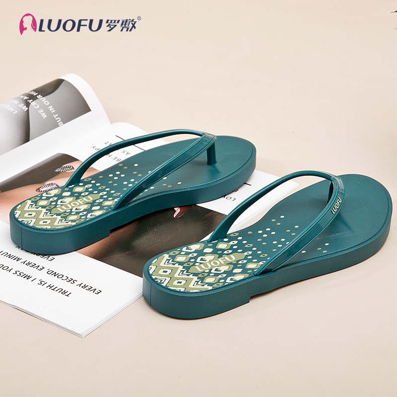Luofu de alto grado al aire libre Chanclas de verano de las mujeres celebridad de Internet INS de moda nueva antideslizante flip-flops sandalias de playa plana