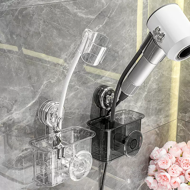 吸盘懒人吹风机支架卫生间免打孔壁挂式解放双手电吹风筒置物架子