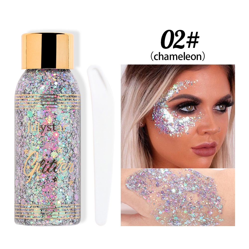 Buntes Chamäleon-Gel, Pailletten, Meerjungfrauen-Schuppen, Gesicht, Körper, Lippen, Polarisations-Lidschatten, Make-up_voghion.com