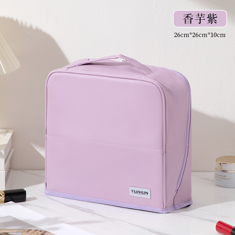 Bolsas de maquillaje de gran capacidad portátiles verticales para mujeres pueden colgar una maleta con espejo pu cruz de bolsas impermeables de mujeres bolsa de almacenamiento