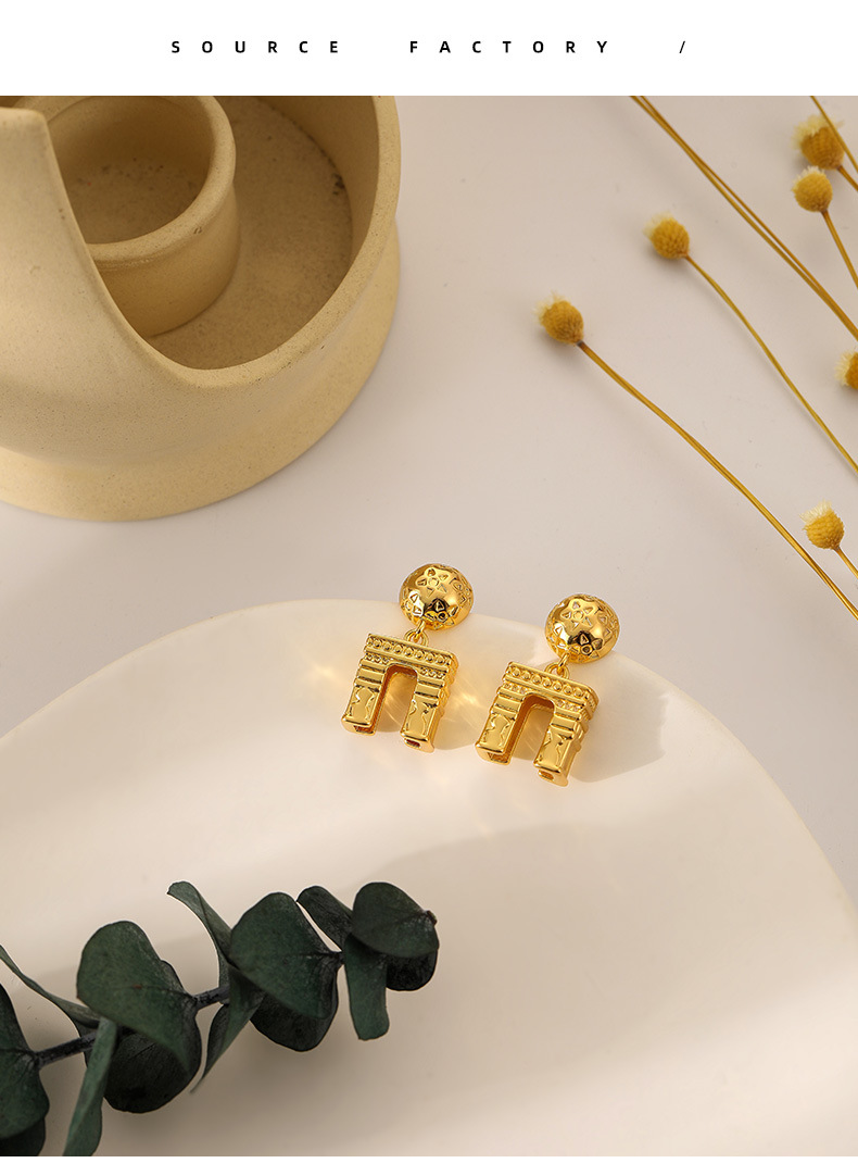 Retro U Shape Copper Plating Drop Earrings 1 Pair