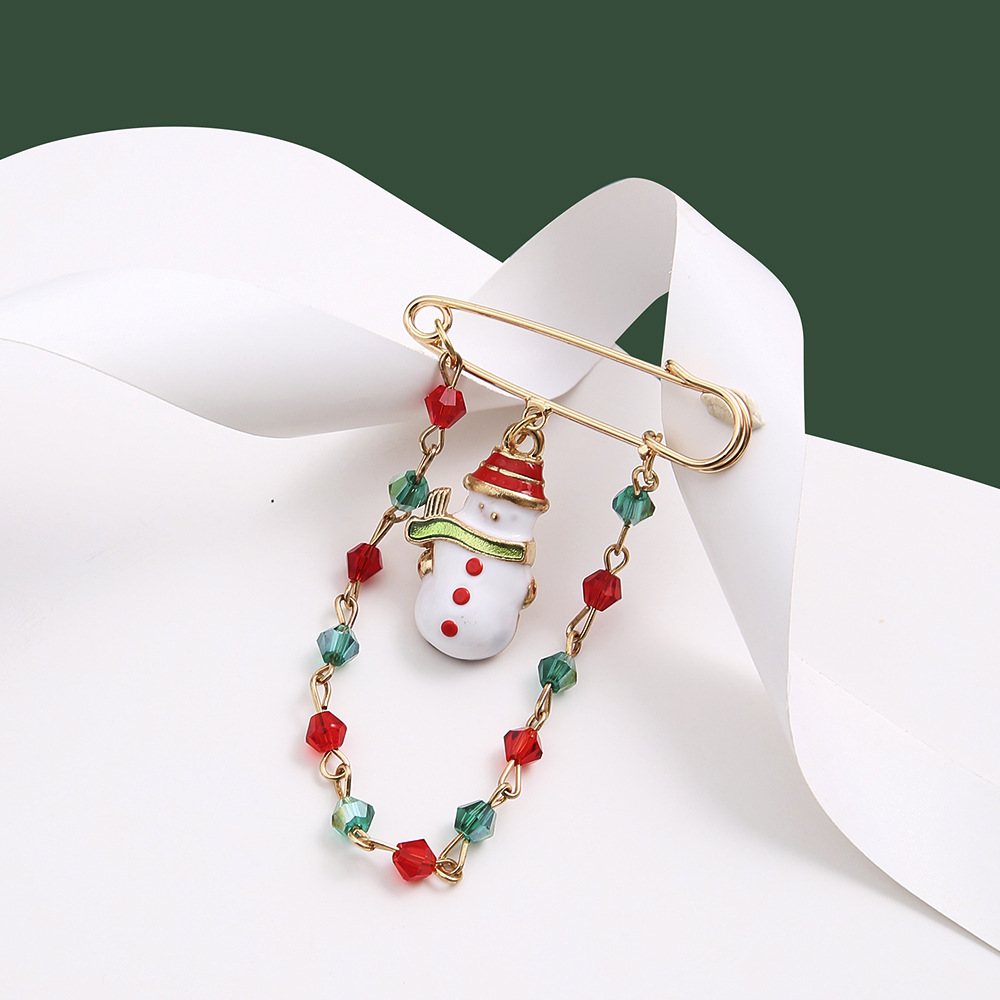 Christmas Alloy Pin Color Dripping Oil Santa Snowman Brooch Tassel Fashion Accessory Brooch display picture 7