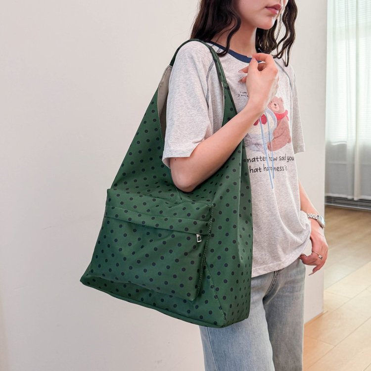 Polka Dot Soft Fabric Double Handle Tote Bag 3