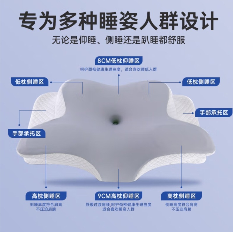 蝶形枕加厚记忆枕记忆棉护颈枕枕头一对成人颈椎枕枕芯|undefined