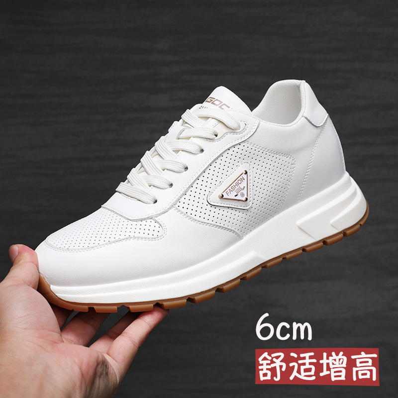 신발 남자의 2024 새로운 증가 남성 신발 조커 트렌드 작은 흰색 신발 부드러운 바닥 스포츠 캐주얼 신발 헤어 세대
