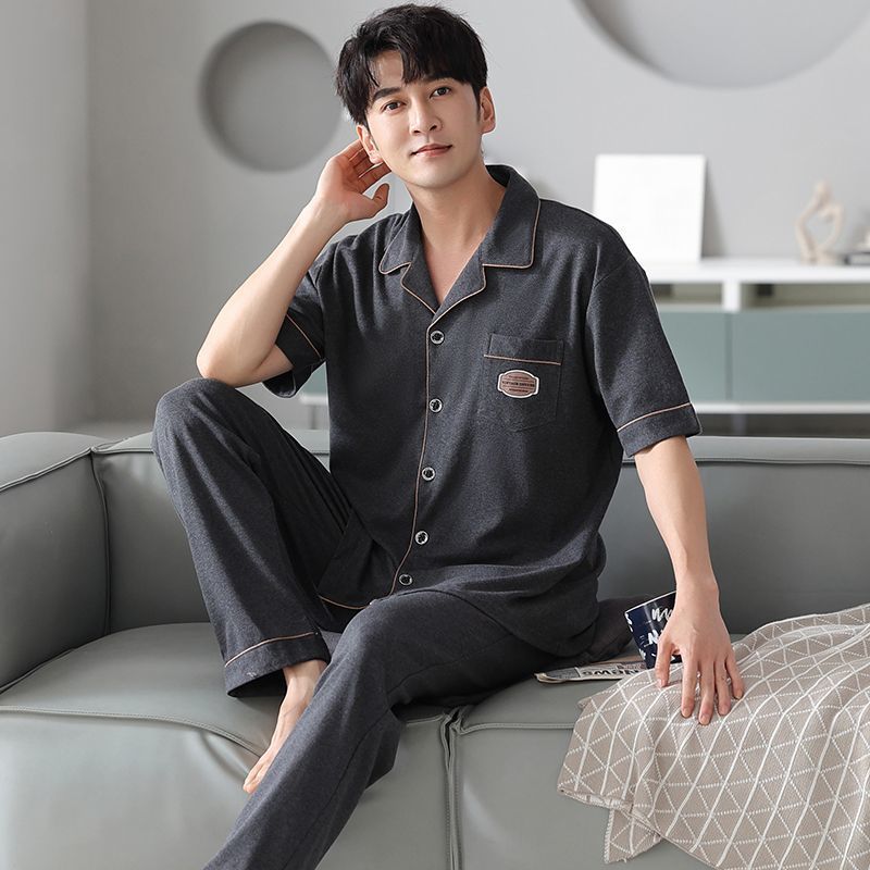100% pantalones de algodón de manga corta pijamas de hombre verano más tamaño traje de algodón suelto ropa para el hogar
