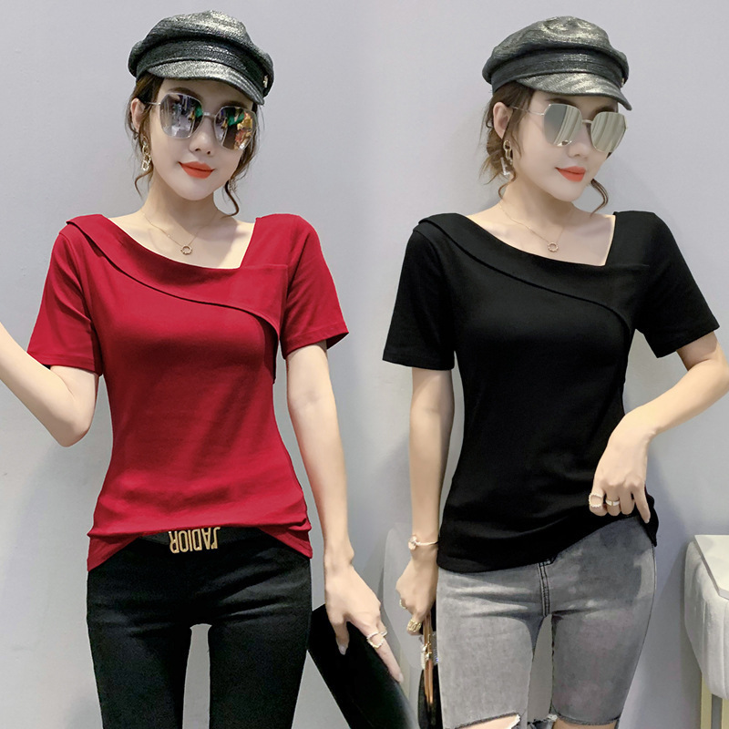 Brand Summer Women's T-Shirt Short-Sleeved High-End Niche Korean Style Fashionable Elegant Versatile Casual Loose Fashion Women's Clothing