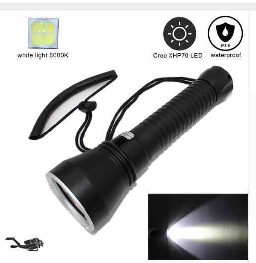 The second generation XHP70 diving flashlight stepless dimming diving flashlight P70 diving flashlight underwater 80 meters strong light