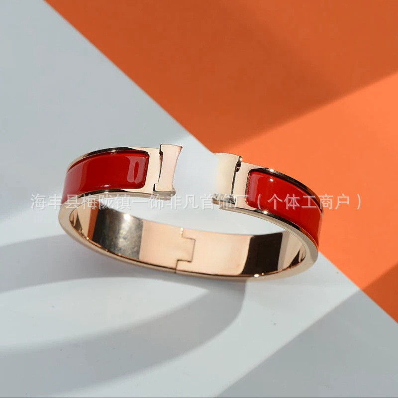 Aijia クロスボーダー精密高品質 H 文字クラシックブレスレットカラーエナメルブレスレットファッションホットスタイル工場直販|undefined