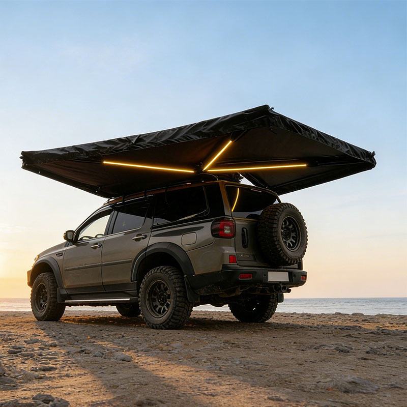 Fan-Shaped Canopy Side Tent 270-Degree Fan-Shaped Canopy Aluminum Alloy Automatic Outdoor Sun Protection Waterproof Camping Car Canopy