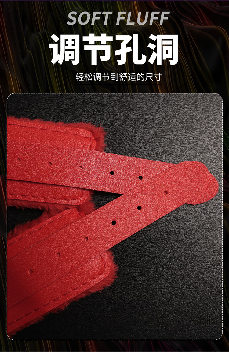 Plush-Lined Handcuffs with PU Leather and Metal Hardware for Adult Bondage Play — detail image 24