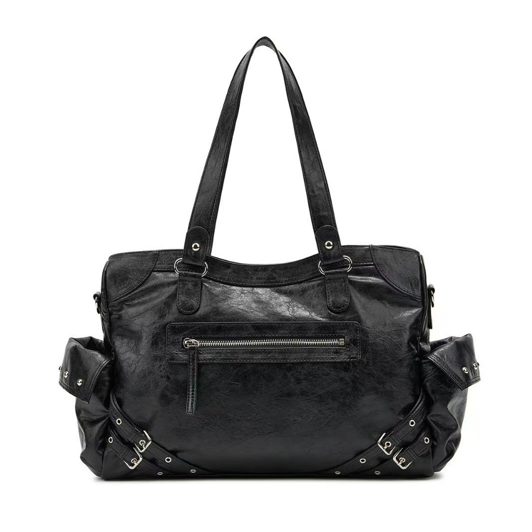 Winter Versatile Large Capacity Rivet Tote Designer Bag For Women PVC Biker Wholesale Mixed Colors Minimum Order_voghion.com