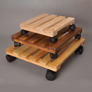 Flower Pot Tray Universal Wheel Square Thickened Solid Wood Removable Base Balcony Outdoor Open-Air Shelf with Manufacturer