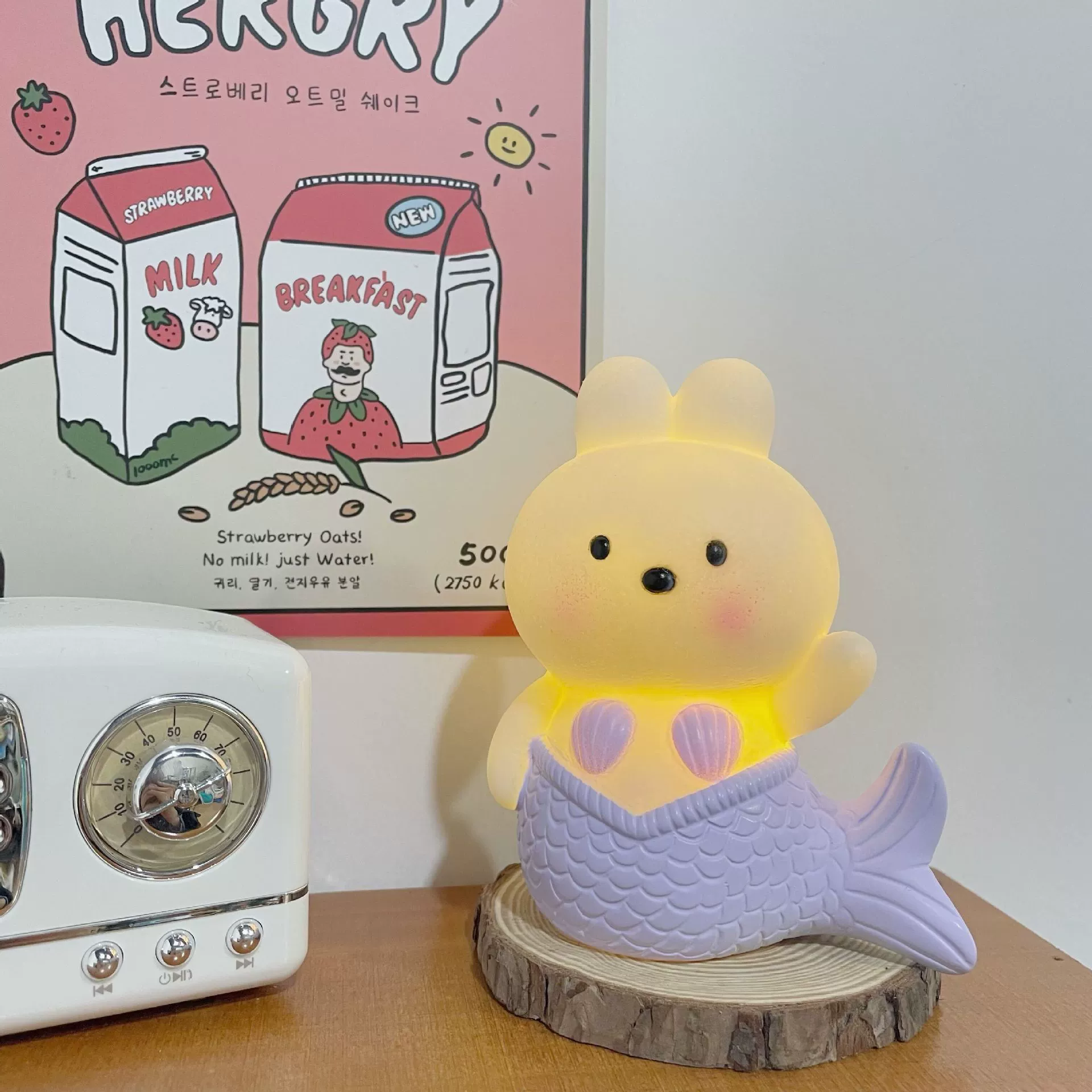 Cartoon rabbit, night light plastic for bedroom, lantern for bed