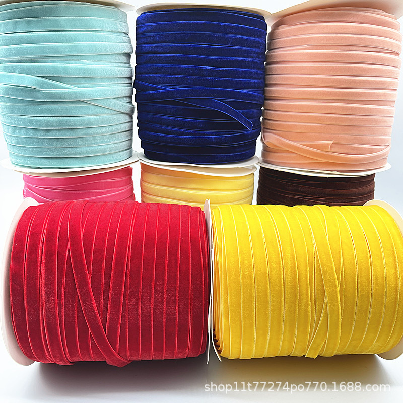 Fabricantes al por mayor 1CM hechos a mano embalaje de regalos de cinta de lana unilateral cinta de cebolla cinta de terciopelo decoración DIY