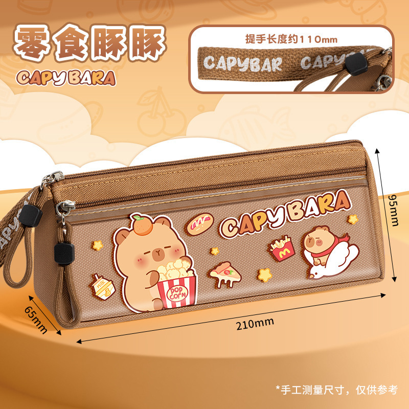 カバベア 三角漫画ペンバッグ 高価値 男女兼用 小中学生 カピバラ 大容量 かわいい文具バッグ|undefined