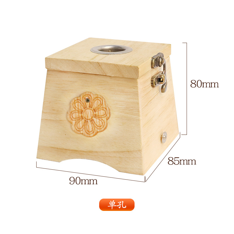 Wooden Moxibustion Box 6 Hole Oak Portable Moxa Burner with Acupoint Chart for Home Full Body Use in use