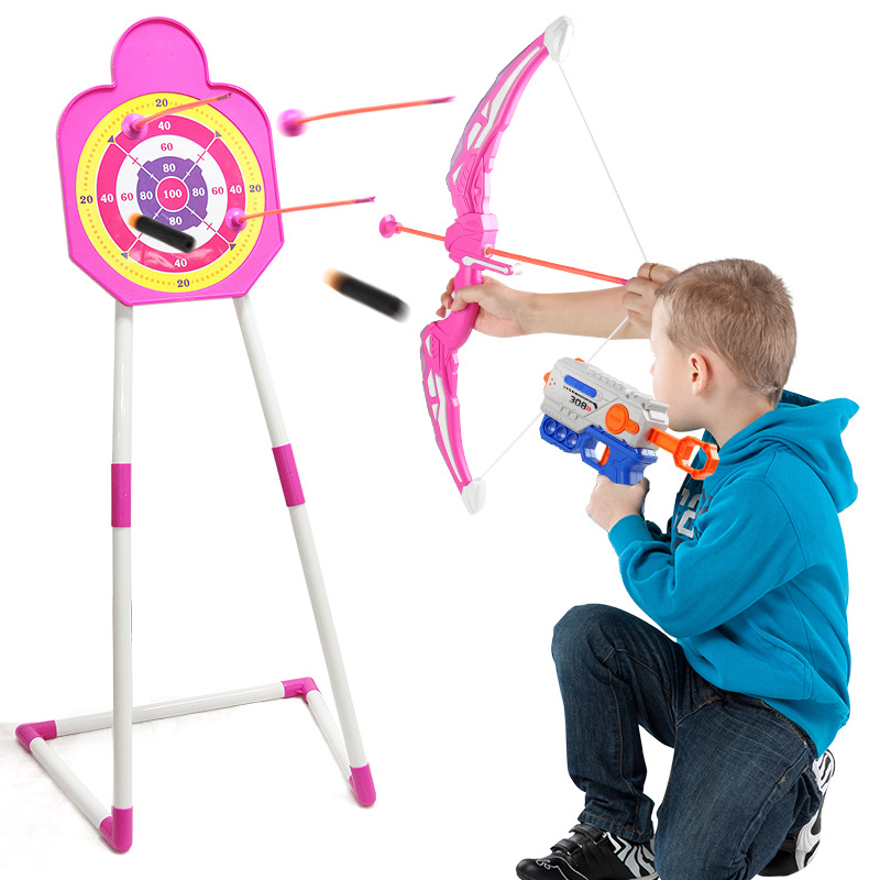 Exportación transfronteriza de niños arco y flecha objetivo de banda de soporte conjunto de ventura ballesta juego de tiro juguetes de ocio para niños y niñas