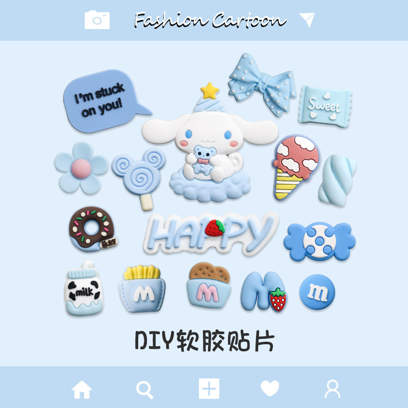 Cartoon phone case from soft rubber, materials set, Crocs-style slippers, footwear buckle with accessories, DIY, Cinnamoroll 3