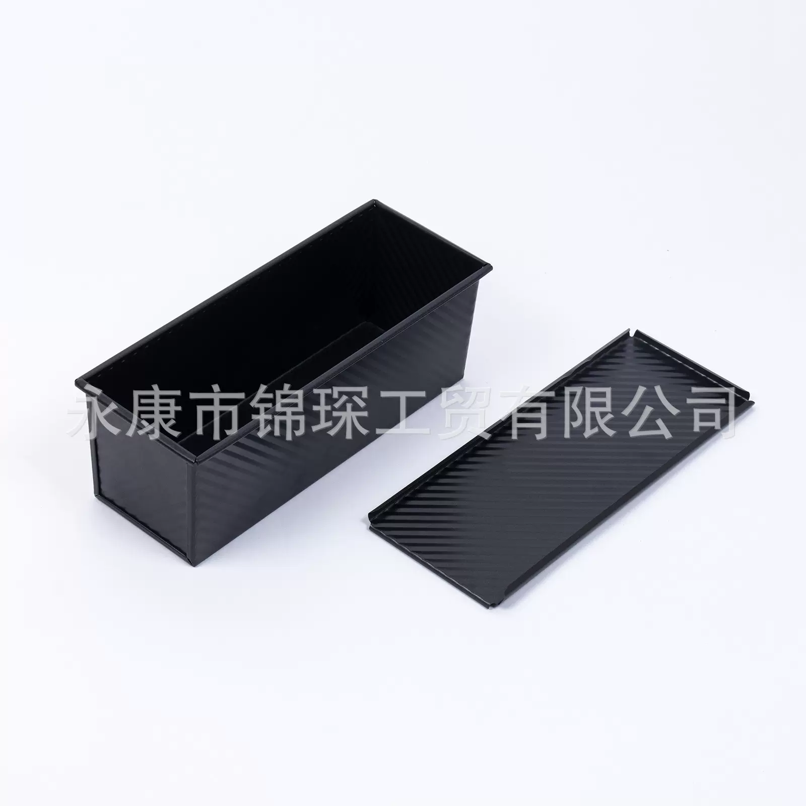 跨境电商黑色加长波纹土司盒1000克带盖不粘吐司面包烘焙烤盘