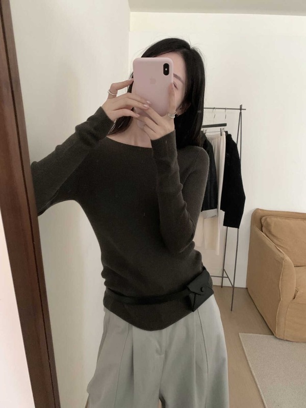 含5.2羊毛 2025秋冬羊毛针织衫女一字领百搭显瘦保暖内搭打底衫|undefined