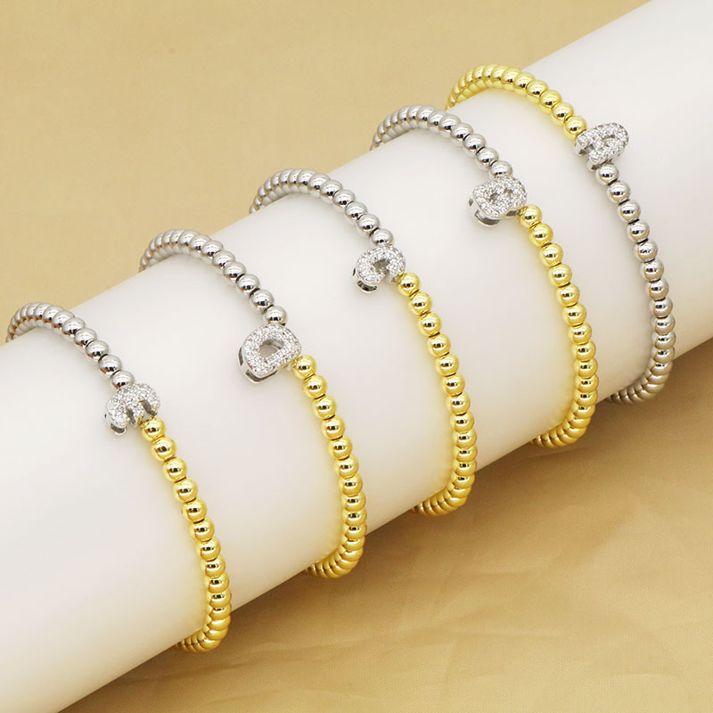 13g Weight Copper Pendant Material Zircon Inlay Material Bracelets Classification Copper Chain Material ball chain Chain Type 1 Piece Quantity Holiday, Daily Occasion Copper Material Letter Pattern All Seasons Season Women's Gender Plating Design Modern Style Style Wholesale Jewelry Modern Style Letter Copper Zircon Plating Bracelets Ball Chain 无