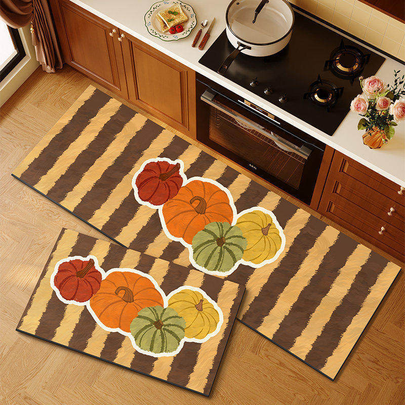 American retro cocina alfombra de suelo de absorción de agua alfombra de suelo de puerta de aceite dos piezas conjuntos de alfombra antideslizante resistente al desgaste fácil de cuidar