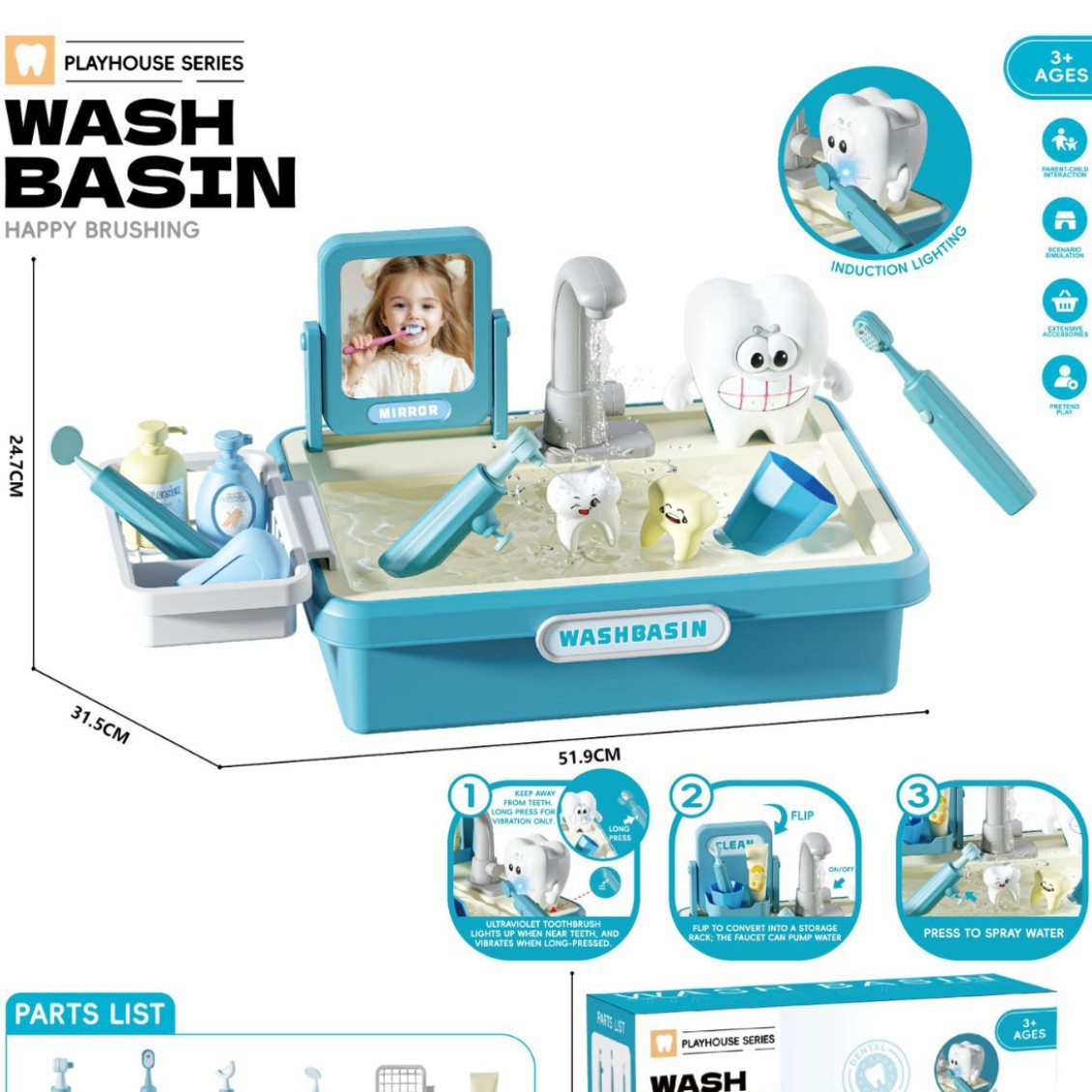 Comercio exterior para niños circulación eléctrica de agua oral mesa de juego de agua burbuja cocina lavabo mesa de juego de agua juguetes dentistas