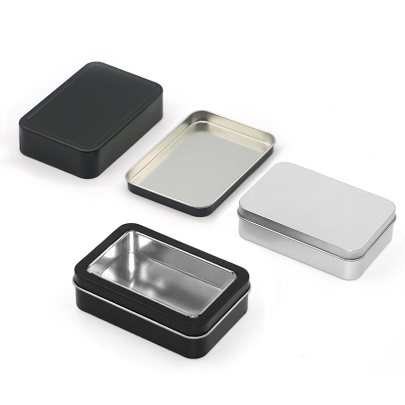 Rectangular caja de hojalata PVC ventana esmerilado plata cortaúñas tijeras belleza herramientas cuidado la salud productos embalaje joyería image 4
