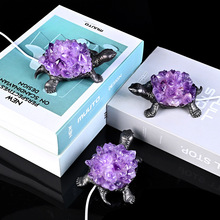 天然紫水晶乌龟夜灯黄晶牙氛围灯家居卧室USB装饰礼品摆件批发