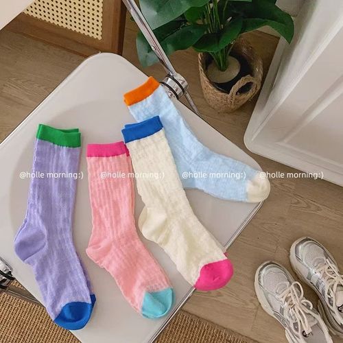 Summer Thin Mesh Cutout Mid-Calf Socks for Women, JK Style, Instagram-Fashionable, Sweet & Versatile, Lightweight Glassy-Silk Socks