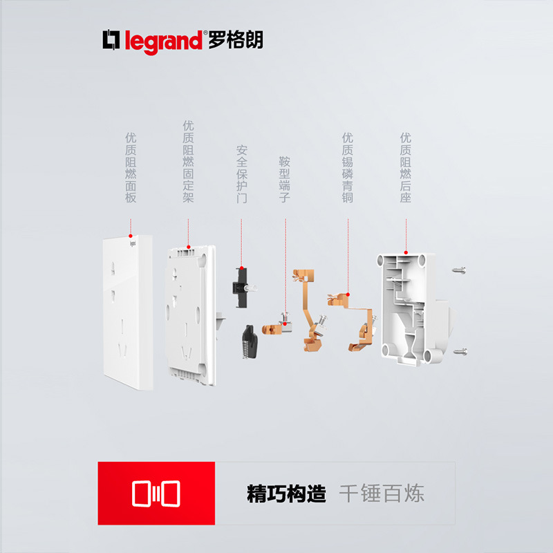 Legrand switch socket panel Shidian golden five-hole USB dual-control 16a home concealed wall power socket