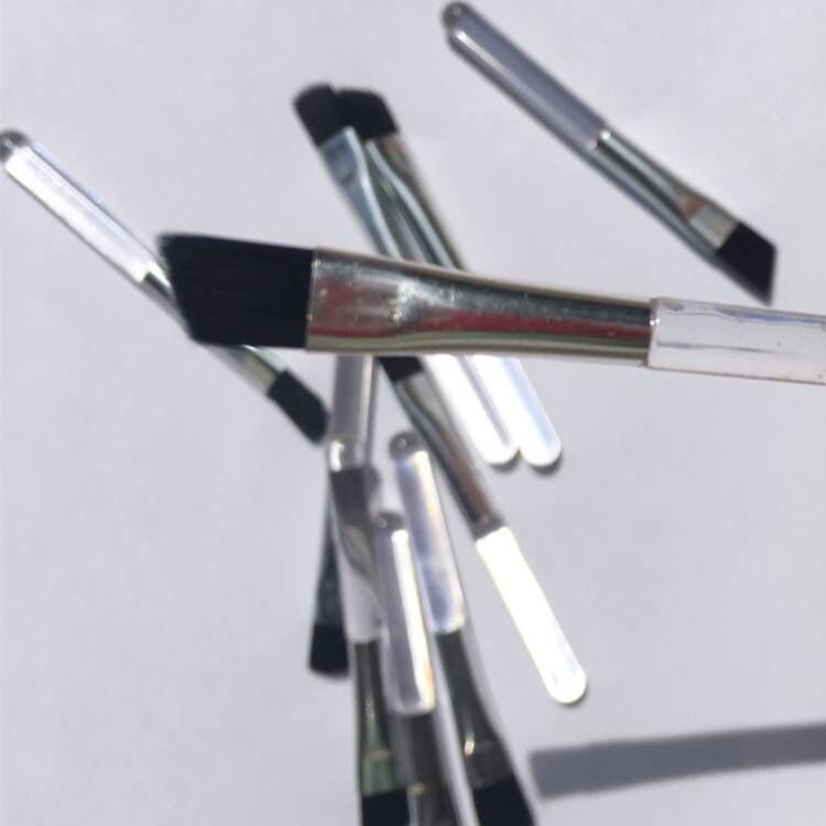 Cepillo de ojos de varilla transparente personalizado, cepillo de maquillaje, cepillo de sombra de ojos, cepillo de cejas de pelo negro, herramienta de maquillaje, accesorios de caja de polvo