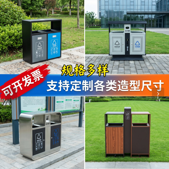 Outdoor Trash Cans, Stainless Steel Outdoor Trash Bins for Streets, Squares, Parks, Property Areas, Commercial Use, and Waste Bins