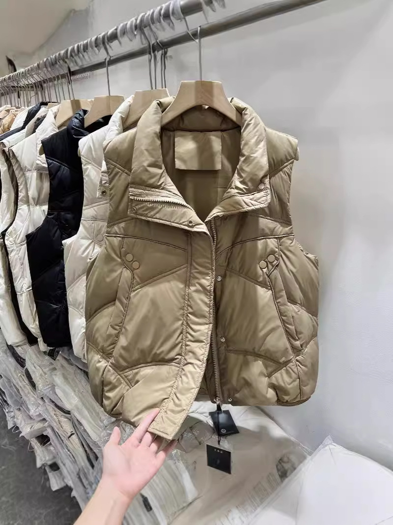 2025 新しいダウンコットンベスト女性のショート多用途アウターファッショナブルなベストチョッキスタンドカラーコットンベストジャケット